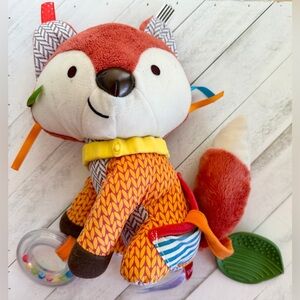 SKIP HOP Plush Fox Teether Toy Lovey Sensory Rattle Bandana Buddies